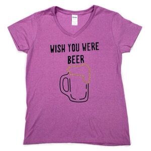 Womens medium pink t-shirt Wish you were beer👚‎